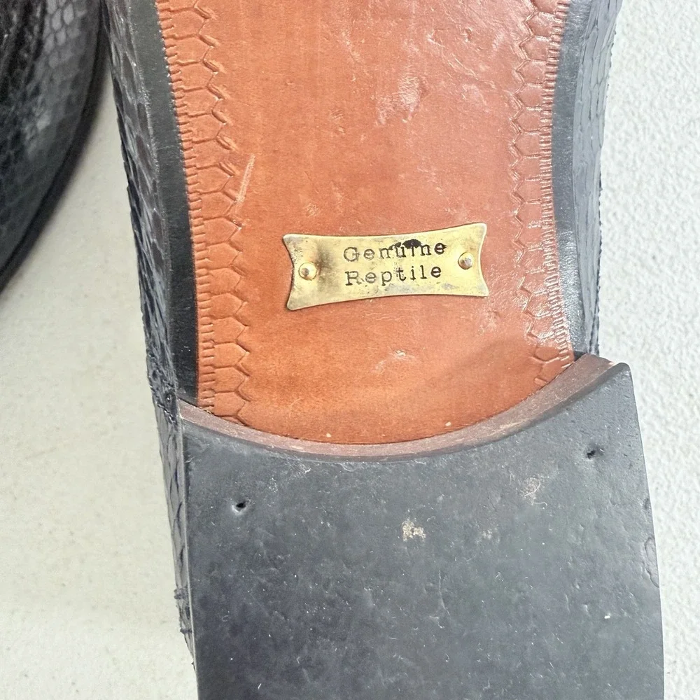 Giorgio Brutini Genuine Reptile Suede Navy Blue‎ Slip On Loafers Men's Size 10.5